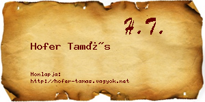 Hofer Tamás névjegykártya